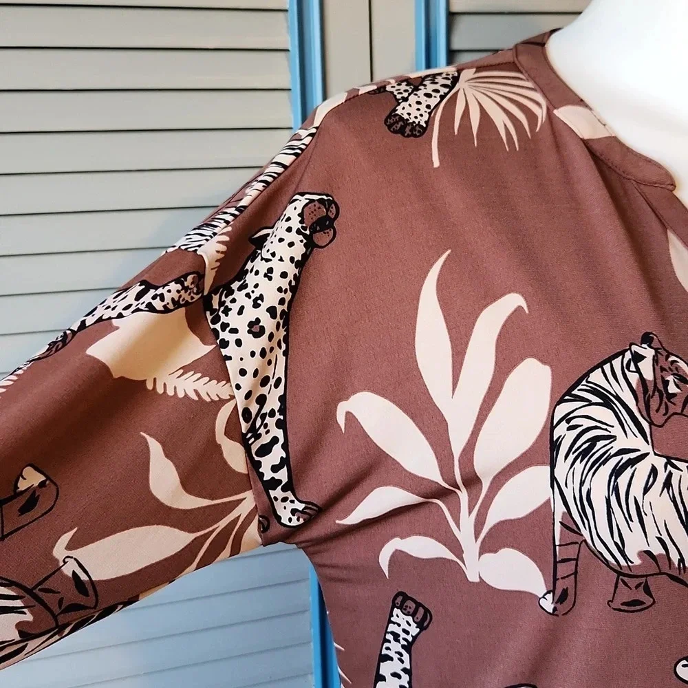 Breezies Brown Cheetah Print Dress - Picture 5 of 11
